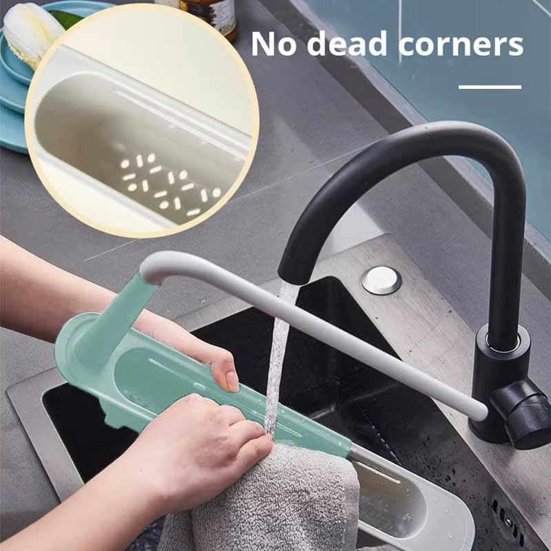 Sinkspace™ 2-In-1 Telescopic Sink Storage Rack – Adjustable, Expandable Sponge Holder for Effortless Kitchen Organization